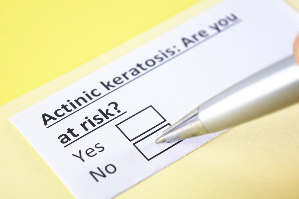 A close-up shot of a form that says "Actinic Keratosis: Are You At Risk?" A close-up shot of a form that says "Actinic Keratosis: Are You At Risk?"